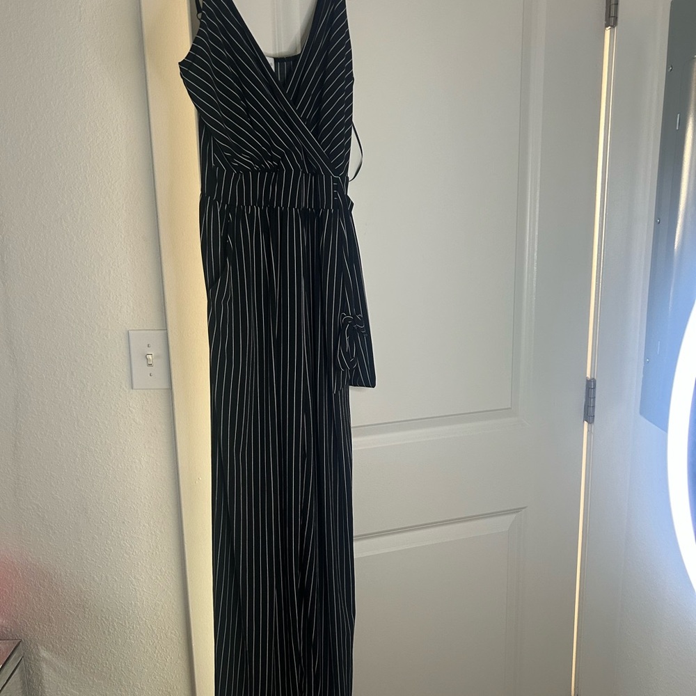 Kaileigh Black and White striped jumpsuit NWT